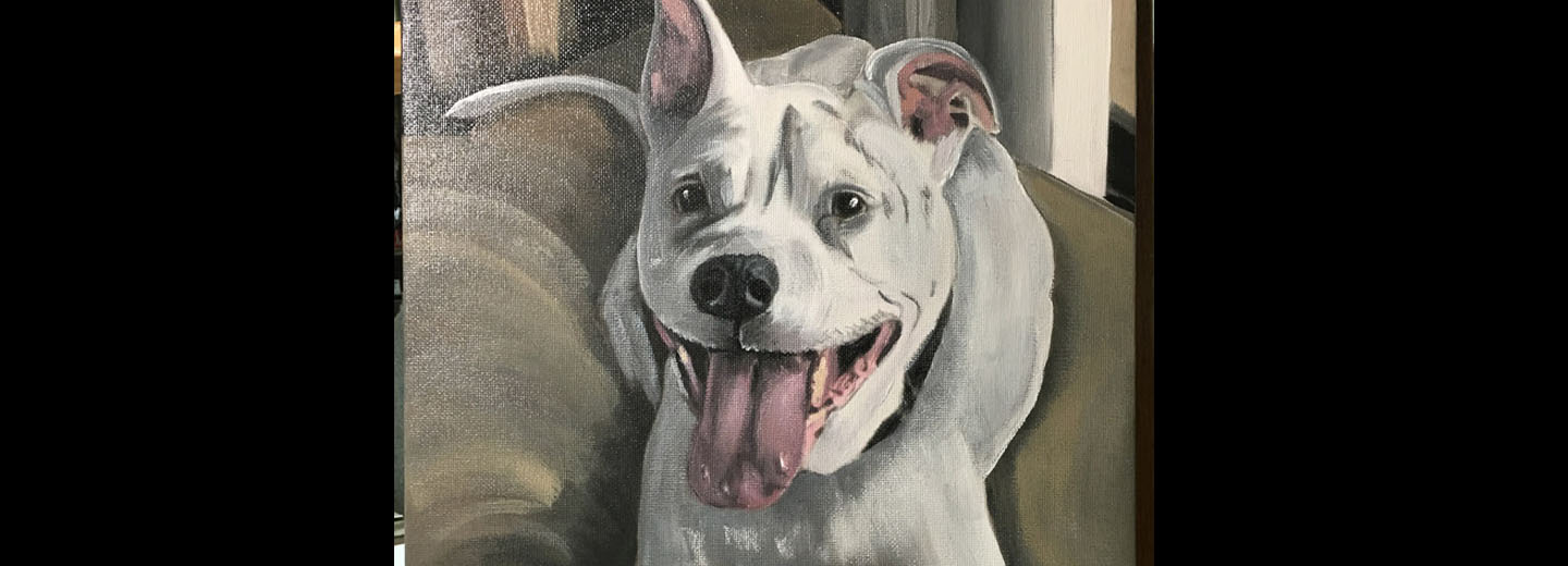 Jim Dog - American Pit Pull Mix Painting